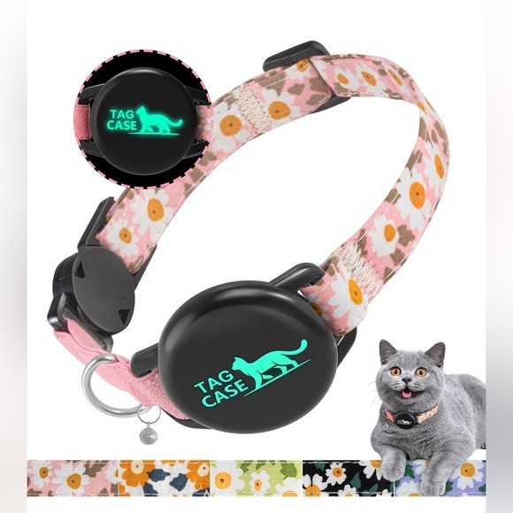 Apple Airtag Cat Collar with Breakaway Buckle and Airtag Holder (056) - Picture 1 of 4